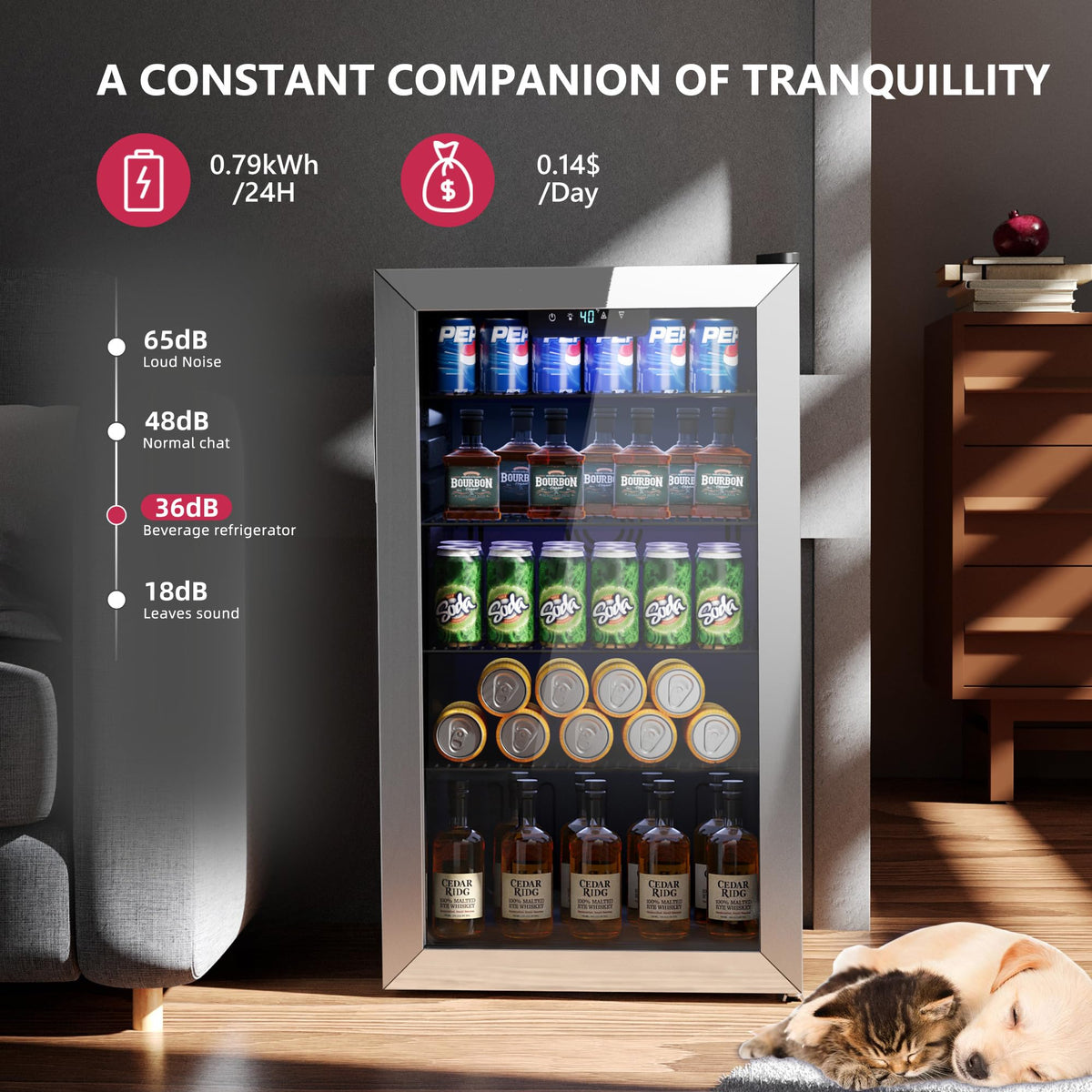 Icyglee Beverage Cooler with Glass Door