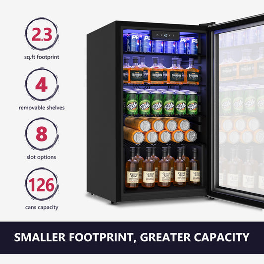 Icyglee Beverage Cooler with Glass Door
